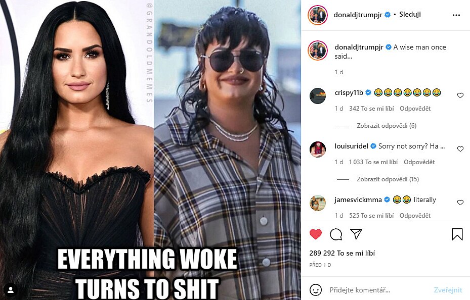 Z Demi Lovato si střílí i syn Donalda Trumpa.