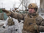 Ukrajinský voják na front v Luhanské oblasti.