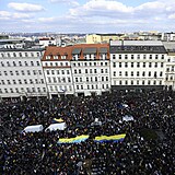 Nedění demonstrace na Václavském náměstí.