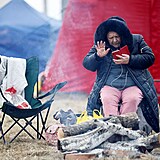 Ukrajinská žena v polském uprchlickém centru Przemysl.