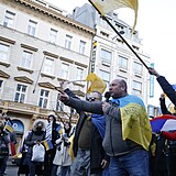 Podpora Ukrajiny během happeningu na Václavském náměstí.