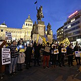 Ukrajinci demonstrovali na Václavském náměstí.