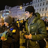 Eva Holubov a jej budouc ze Matj Papriak na demonstraci na podporu...