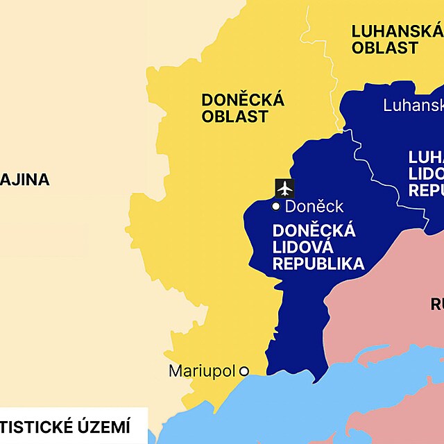 Mapa proruskch povstaleckch republik.