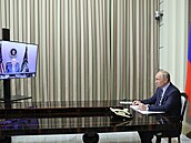 Ruský prezident Vladimir Putin na konferenci s americkým prezidentem Joe Bidenem