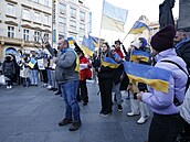 Ukrajinci demonstrovali na Václavském námstí.