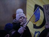 Ukrajinci demonstrovali na Václavském námstí.