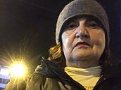 Eva Holubová na demonstraci na podporu Ukrajiny, kterou svolal Milion chvilek