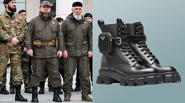 Ramzan Kadyrov v botách znaky Prada