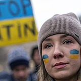Ukrajinská studenta Oleksandra žijící ve Washingtonu během protestů proti ruské...