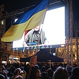 Demonstrace na podporu Ukrajiny na Vclavskm nmst