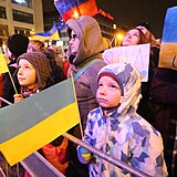 Demonstrace na podporu Ukrajiny na Vclavskm nmst