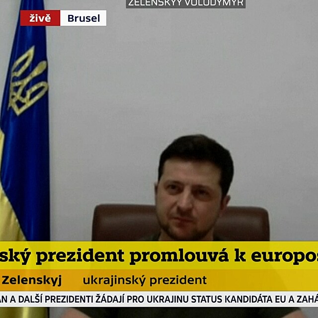 Volodymyr Zelenskyj v ivm projevu pro Evropsk parlament.