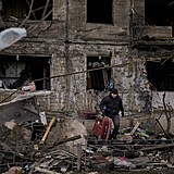 Vybombardované bloky bytů v Kyjevě.