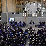 Projev ukrajinskho prezidenta Volodymyra Zelenskho v nmeckm Bundestagu.