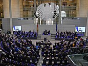 Projev ukrajinského prezidenta Volodymyra Zelenského v nmeckém Bundestagu.
