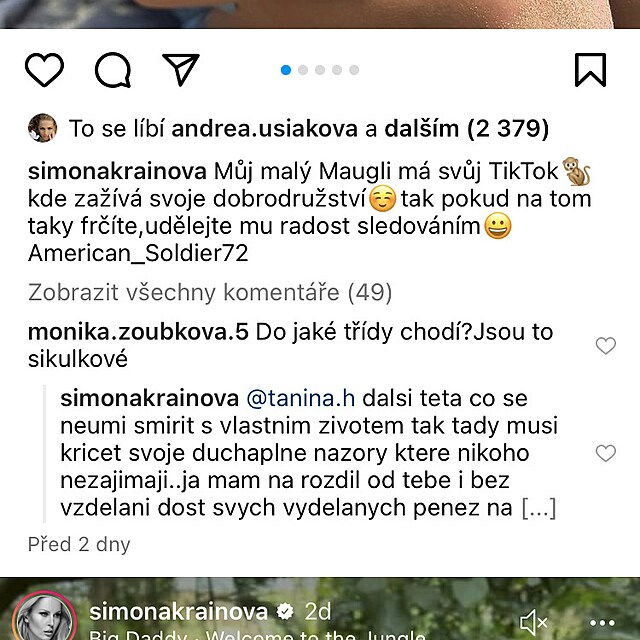 Simona Krainov brn svou rodinou lv silou.