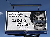 Hnutí ANO u se vytasilo s pedvolebními billboardy Za Babie bylo líp!.