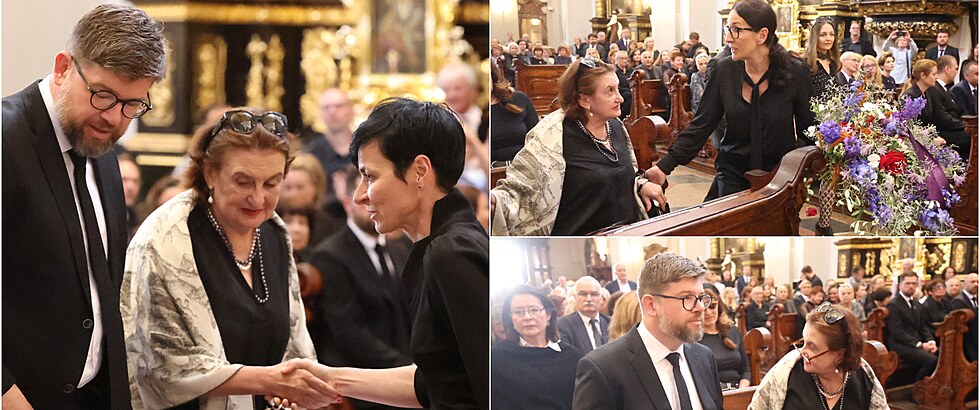 Eva Holubová na pohřbu Medy Mládkové.
