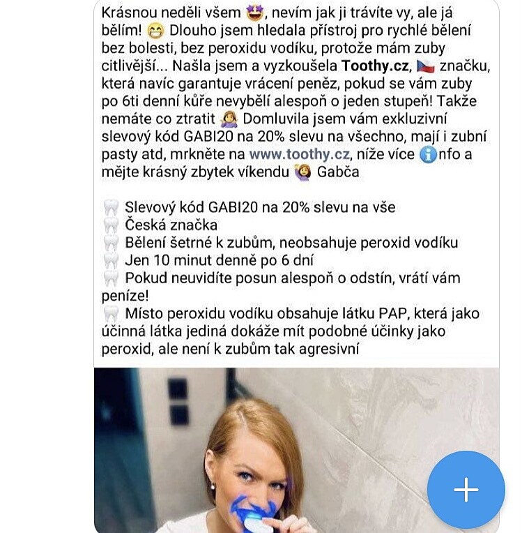 Gabriela Soukalová and her post.