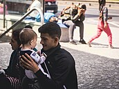 Ukrajintí Romové na Hlavním nádraí v Praze