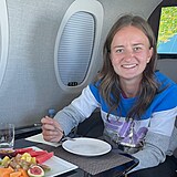 Barbora Krejčíková v soukromém letadle ocenila vydatnou snídani.
