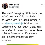 Ministr průmyslu a obchodu Jozef Síkela radí šetřit a nesvítit během dne. Lidé...