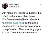 Ministr prmyslu a obchodu Jozef Síkela radí etit a nesvítit bhem dne. Lidé...