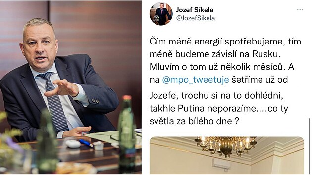 Ministr prmyslu a obchodu Jozef Síkela radí etit a nesvítit bhem dne. Lidé...