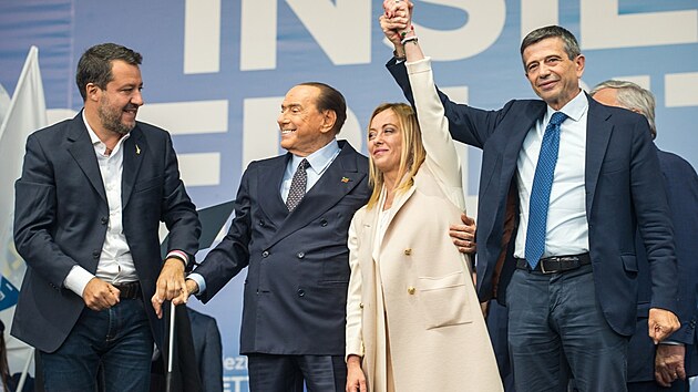 Matteo Salvini, Silvio Berlusconi a Giorgia Meloniová