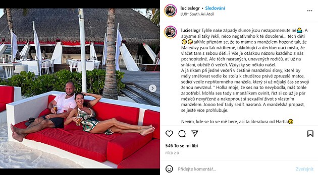 Lucka lgrov se podlila o pikantn zitky z dovolen na Maledivch.