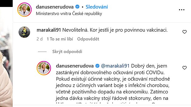 Prezidentská kandidátka Danue Nerudová o povinném okování letos v listopadu...