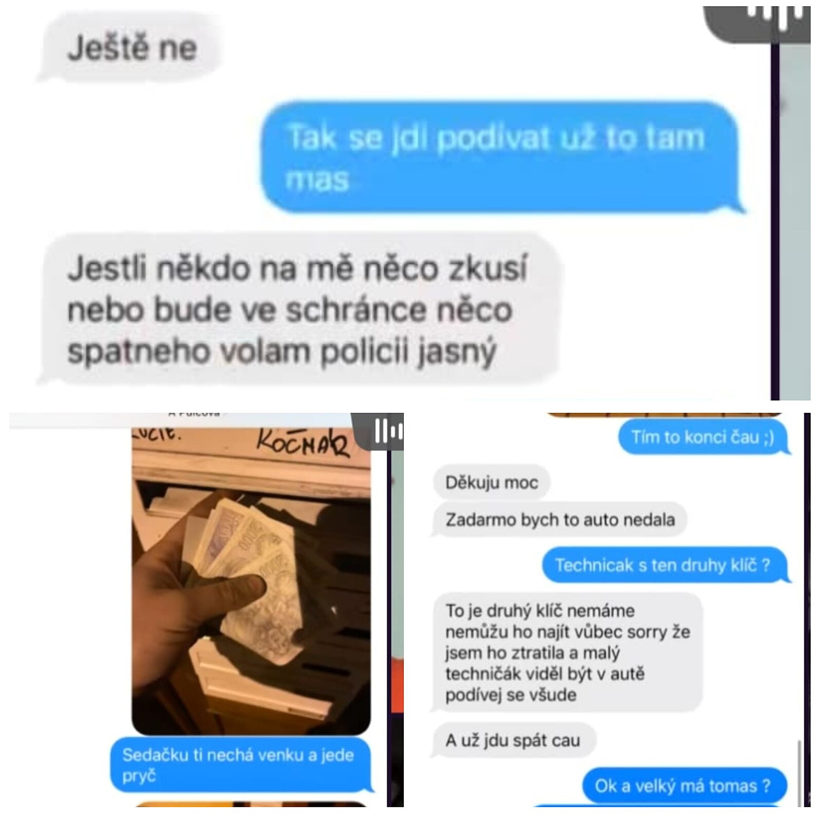 Fotogalerie Screenshoty zpráv mezi Shopaholic Adél a jejím automechanikem