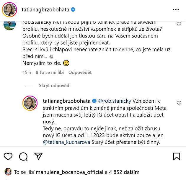 Taťána Kuchařová took a drastic step regarding Instagram.