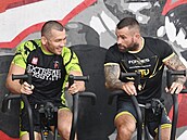 Makhmud Muradov a Karlos Vémola bhem tréninku v praském Monster Gymu.