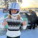 Jízdu na zamrzlém jezeře si ve Švédsku vyzkoušela také Inna Puhajková.