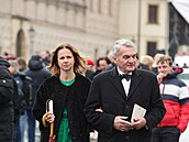Inaugurace prezidenta na Hrad: Primátor Bohuslav Svoboda s manelkou