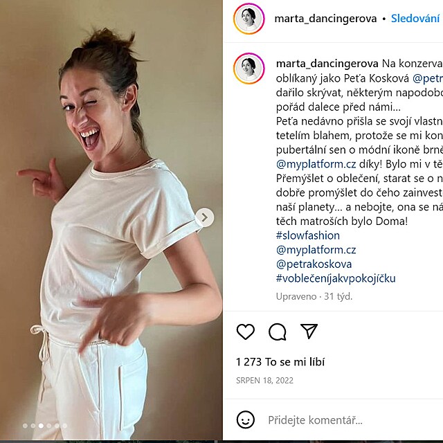 Marta Dancingerov je krom hvzdy Zlat labut tak spnou influencerkou.