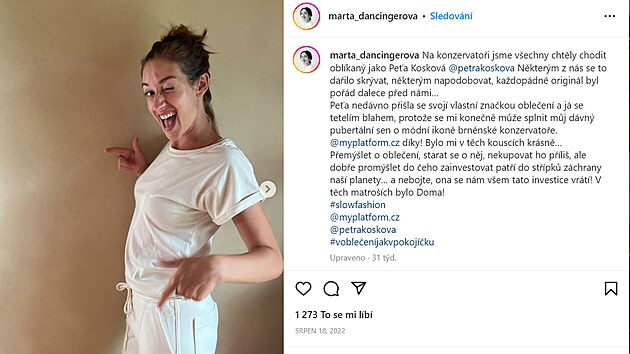 Marta Dancingerová je krom hvzdy Zlaté labut také úspnou influencerkou.