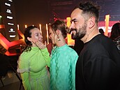 Jií Burian s manelkou Darinou a Berenikou Kohoutovou na Cenách Andl