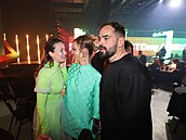 Jií Burian s manelkou Darinou a Berenikou Kohoutovou na Cenách Andl