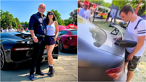 Richard Chlad s Radkou Tetíkovou na automobilovém srazu Legendy. Dolo i na...