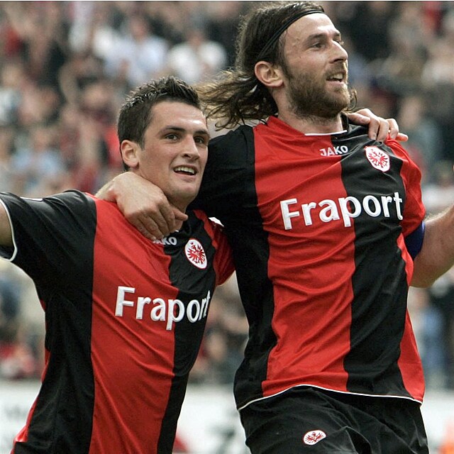 Martin Fenin a Ioannis Amanatidis v dobch, kdy oba vleli za nmeck Frankfurt.