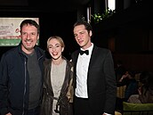 Michal Reitler, Elizaveta Maximová a Jan Nedbal na premiée filmu O malých...