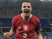 Václav Sejk se raduje ze vsteleného gólu proti Nmecku.