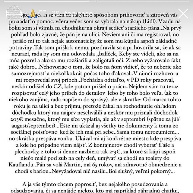 Dajana dala o pomoc panu Martinovi prostednictvm socilnch st.