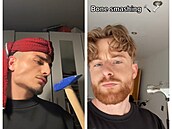 Bizarní TikTok trend, ve kterém se u�ivatelé mlátí kladivem do obli�eje.