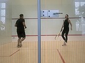 Radka Tetíková a Marek Kafka na squashi.