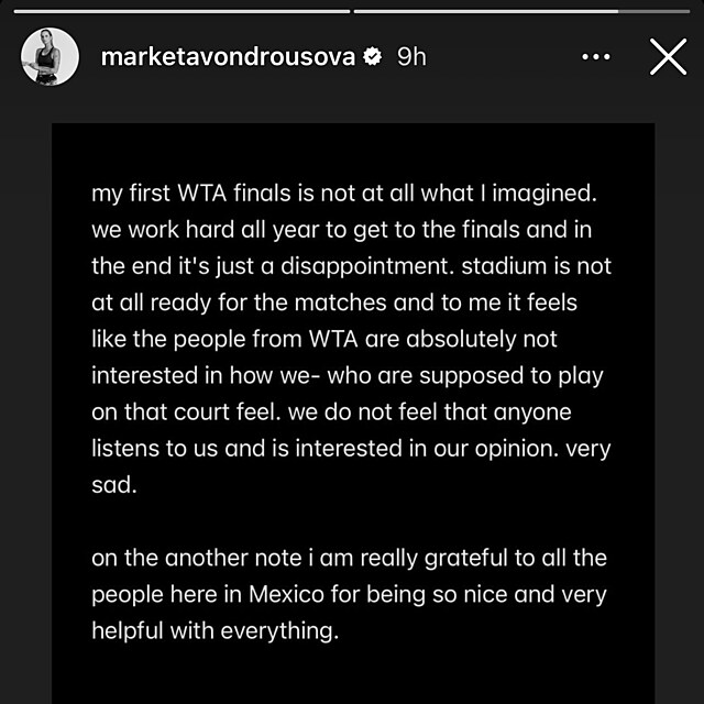 Markta Vondrouov veejn zkritizovala WTA.