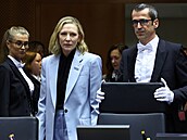 Cate Blanchett na pd Evropského parlamentu.